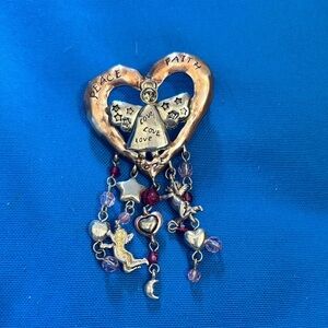 Heart Shaped Pendant Use To Be A Pin Angels Hearts Stars Moon Colored PinkSilver